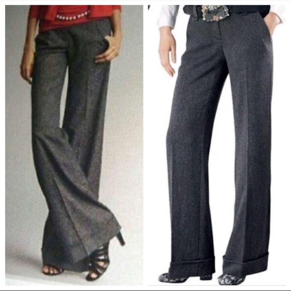 CAbi Gray Speckle Wide Leg Trousers Size 2